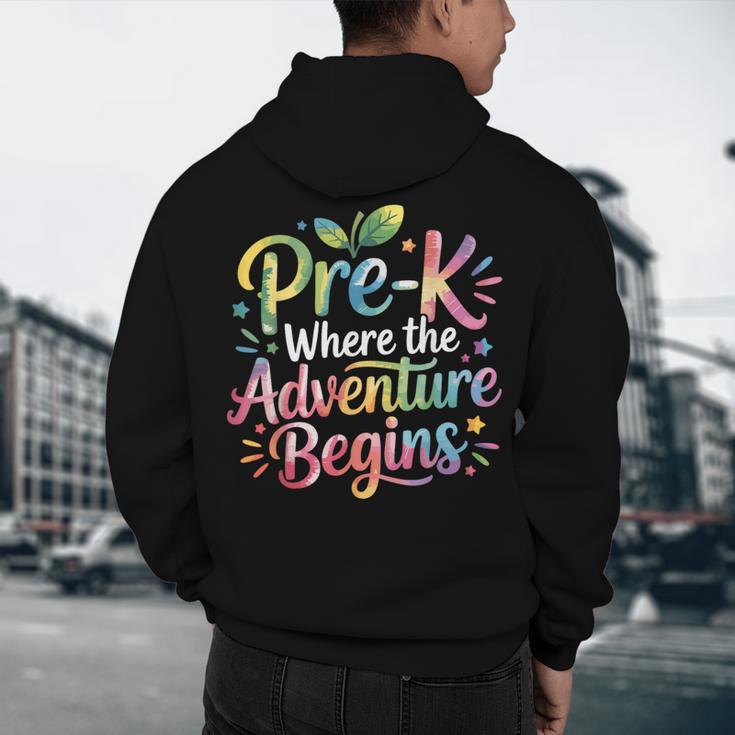 Pre-K Where The Adventure Begins Preschool Teachers Students Men's Hoodie Back Print, novelty gifts, funny gifts