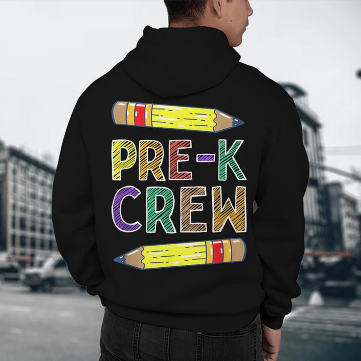 Pre-K Crew PreK Teachers Back To School Men's Hoodie Back Print, novelty gifts, funny gifts