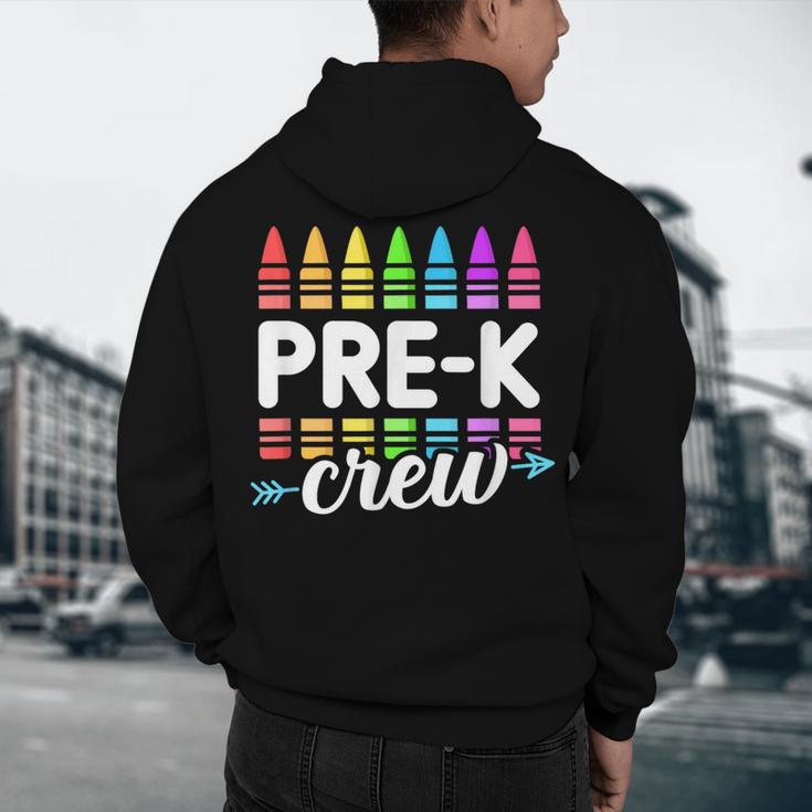 Pre-K Crew Teacher Team Squad Hello Back School Graduation Men's Hoodie Back Print, novelty gifts, funny gifts