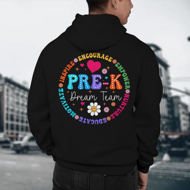 Pre K Dream Team Back To School Boys First Day Teacher Men's Hoodie Back Print, novelty gifts, funny gifts