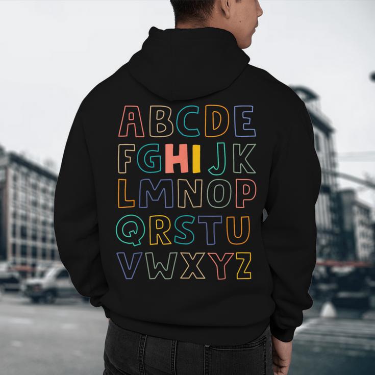 Pre K Kindergarten Hi Alphabet Back To School Teachers Men Women Girls Kids Men's Hoodie Back Print, novelty gifts, funny gifts