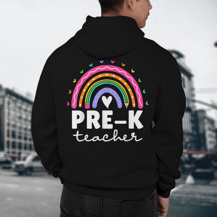 Pre-K Teacher Cute Pre Kindergarten For Teachers Rainbow For Men Women Kids Men's Hoodie Back Print, novelty gifts, funny gifts