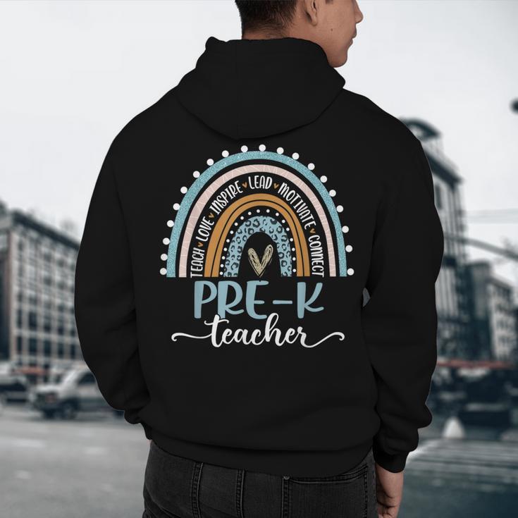 Pre-K Teacher Leopard Boho Rainbow Back To School Men's Hoodie Back Print, novelty gifts, funny gifts Pre-K Teacher Leopard Boho Rainbow Back To School Men's Hoodie Back Print, novelty gifts, funny gifts