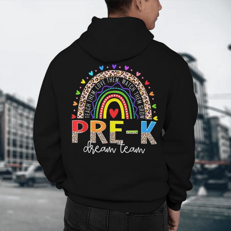 PreK Dream Team Leopard Rainbow Teacher Squad Back To School Men's Hoodie Back Print, novelty gifts, funny gifts PreK Dream Team Leopard Rainbow Teacher Squad Back To School Men's Hoodie Back Print, novelty gifts, funny gifts