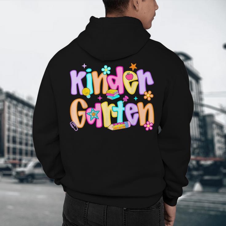Preppy Kindergarten First Day Of School Teachers Girls Boys Men's Hoodie Back Print, novelty gifts, funny gifts