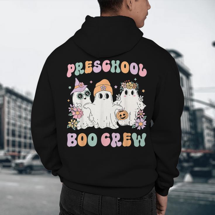 Preschool Boo Crew Groovy Halloween Floral Ghost Teacher Men Women Kids Men's Hoodie Back Print, novelty gifts, funny gifts Preschool Boo Crew Groovy Halloween Floral Ghost Teacher Men Women Kids Men's Hoodie Back Print, novelty gifts, funny gifts
