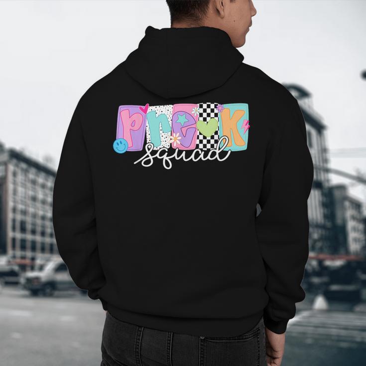 Preschool Squad Team Pre-K Crew Back To School Teacher Men's Hoodie Back Print, novelty gifts, funny gifts