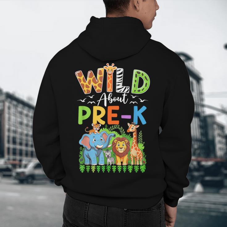 Preschool Teacher Kids Back To School Wild About Pre-K Men's Hoodie Back Print, novelty gifts, funny gifts