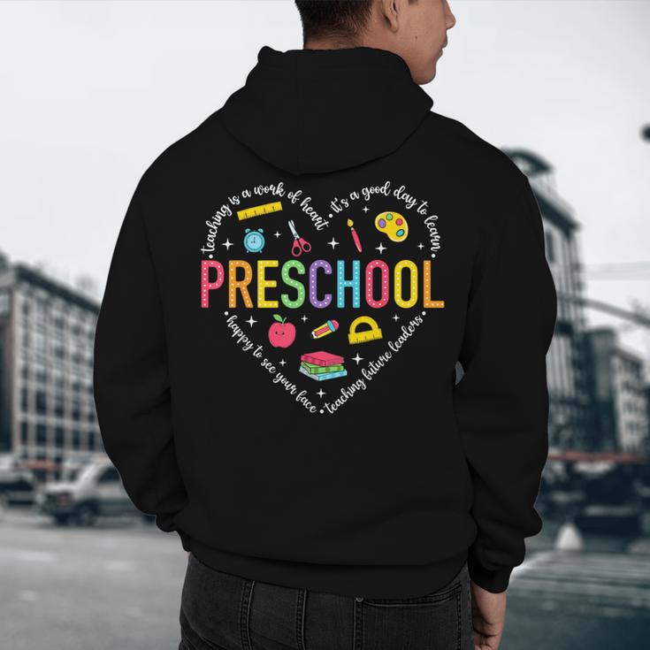 Preschool Teacher Pre-K Heart First Day Of Preschool Kids Men's Hoodie Back Print, novelty gifts, funny gifts