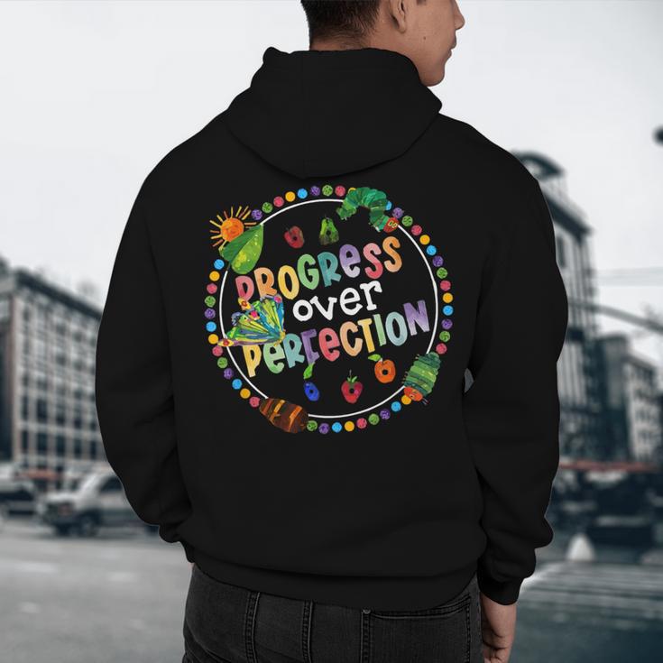 Progress Over Perfection Caterpillar Back To School Teacher Men's Hoodie Back Print, novelty gifts, funny gifts Progress Over Perfection Caterpillar Back To School Teacher Men's Hoodie Back Print, novelty gifts, funny gifts