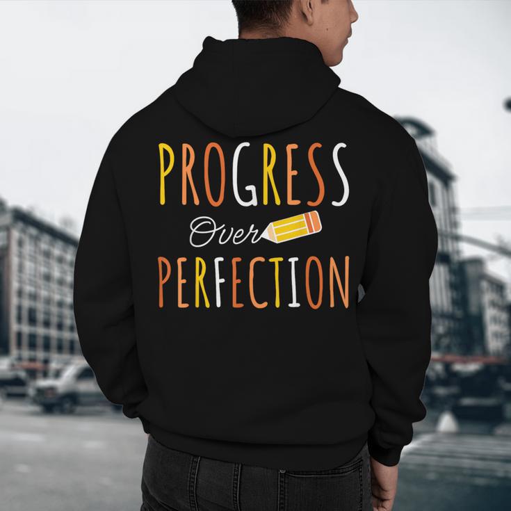 Progress Over Perfection Teacher Pencil Back-To-School Men's Hoodie Back Print, novelty gifts, funny gifts Progress Over Perfection Teacher Pencil Back-To-School Men's Hoodie Back Print, novelty gifts, funny gifts