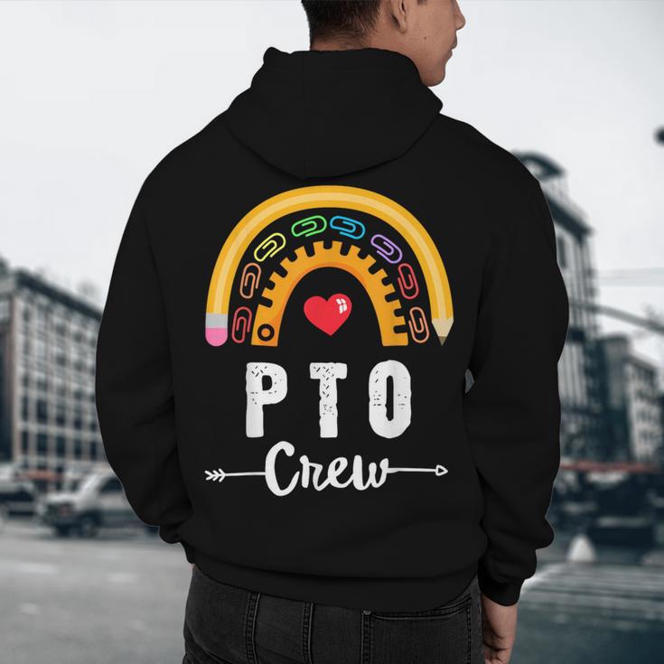 PTO Crew Parent School Volunteer Board Mom Parent Teacher Men's Hoodie Back Print, novelty gifts, funny gifts