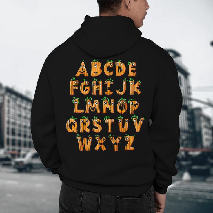 Pumpkin ABC Halloween Alphabet Costume School Teacher Kids Men's Hoodie Back Print, novelty gifts, funny gifts
