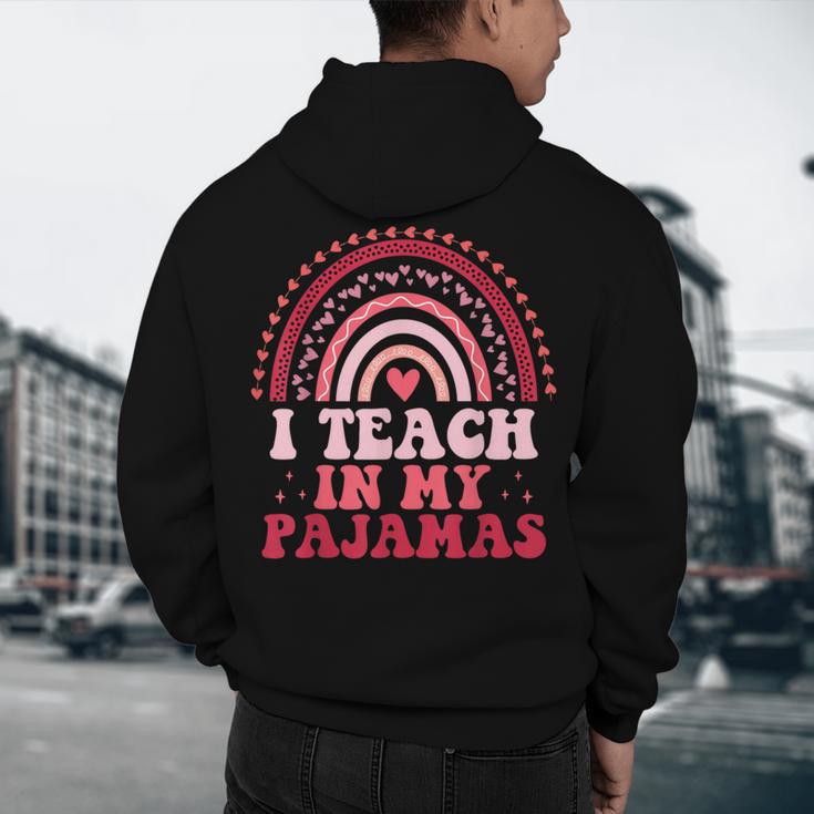 Rainbow Retro Homeschool Mom Teacher I Teach In My Pajamas Men's Hoodie Back Print, novelty gifts, funny gifts