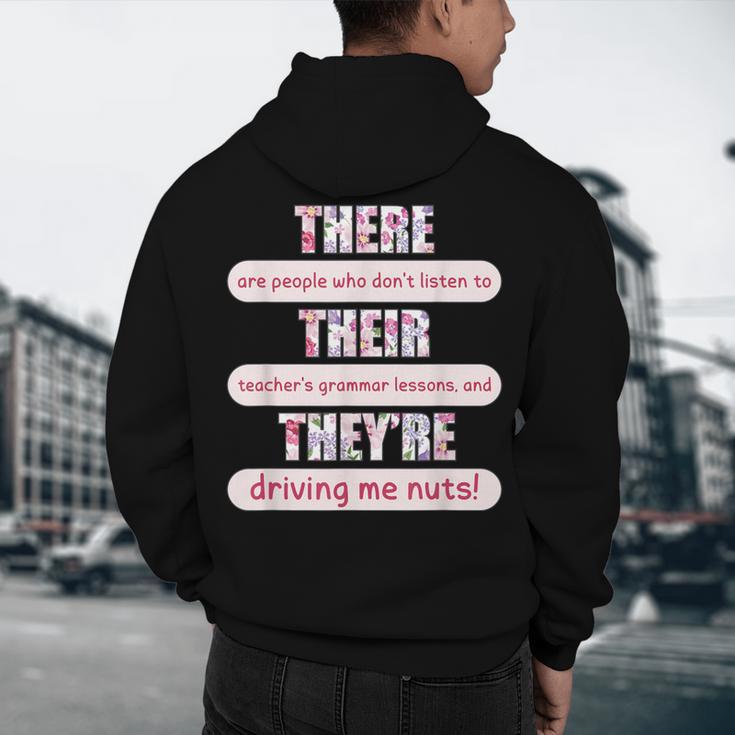 There Their They'Re Teacher English Grammar Police Men's Hoodie Back Print, novelty gifts, funny gifts