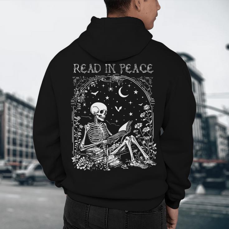 Read In Peace Skeleton Reading Teacher Spooky Halloween Men's Hoodie Back Print, novelty gifts, funny gifts Read In Peace Skeleton Reading Teacher Spooky Halloween Men's Hoodie Back Print, novelty gifts, funny gifts