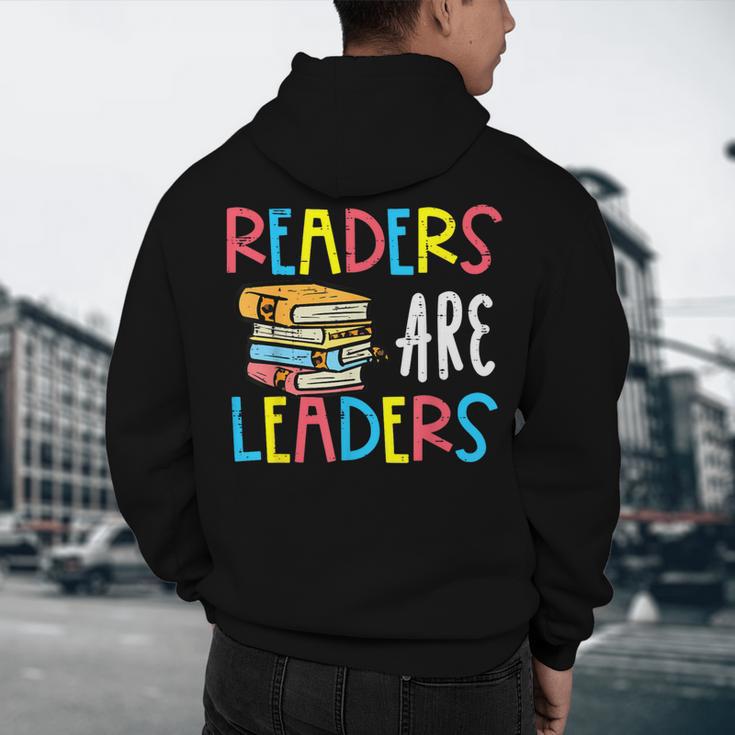 Readers Are Leaders Reading Book Lover Teacher Women Men Kid Men's Hoodie Back Print, novelty gifts, funny gifts
