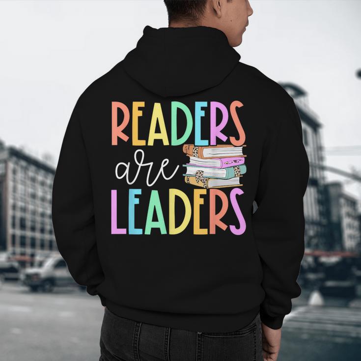 Readers Are Leaders Reading Book Lovers Teacher Women Kids Men's Hoodie Back Print, novelty gifts, funny gifts