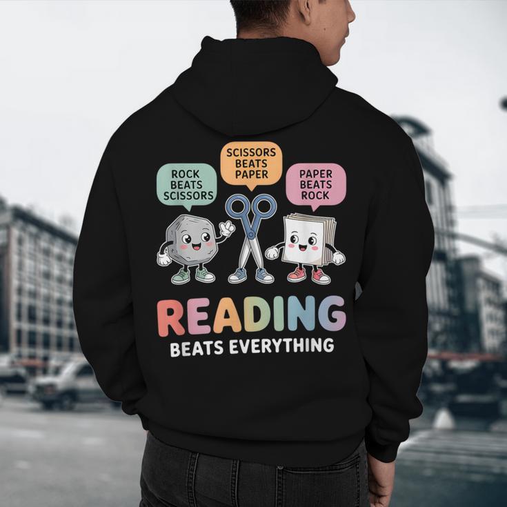 Reading Beats Everything Teacher Rock Paper Scissors Men's Hoodie Back Print, novelty gifts, funny gifts Reading Beats Everything Teacher Rock Paper Scissors Men's Hoodie Back Print, novelty gifts, funny gifts