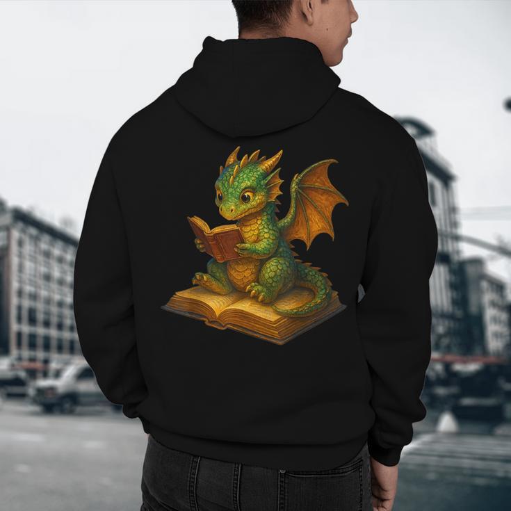 Reading Dragon Shirt For Bookish Teacher Librarian Bookworm Men's Hoodie Back Print, novelty gifts, funny gifts