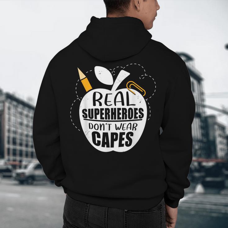 Real Superheroes Wear No Capes Teacher Design Teach Men's Hoodie Back Print, novelty gifts, funny gifts Real Superheroes Wear No Capes Teacher Design Teach Men's Hoodie Back Print, novelty gifts, funny gifts