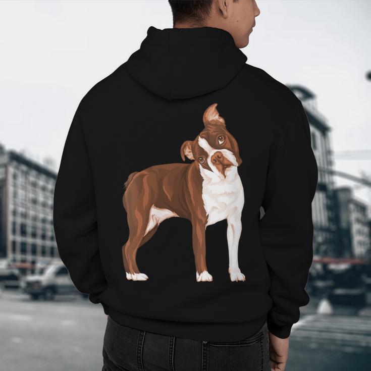 Red Boston Terrier Dog Men's Hoodie Back Print, novelty gifts, funny gifts