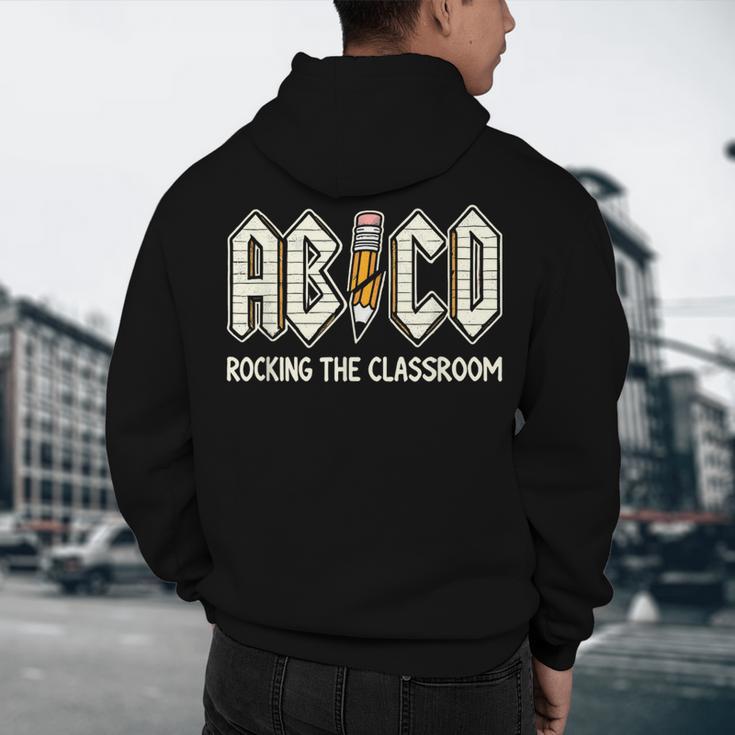 Retro Abcd Teacher Novelty Back To School Teacher Men's Hoodie Back Print, novelty gifts, funny gifts