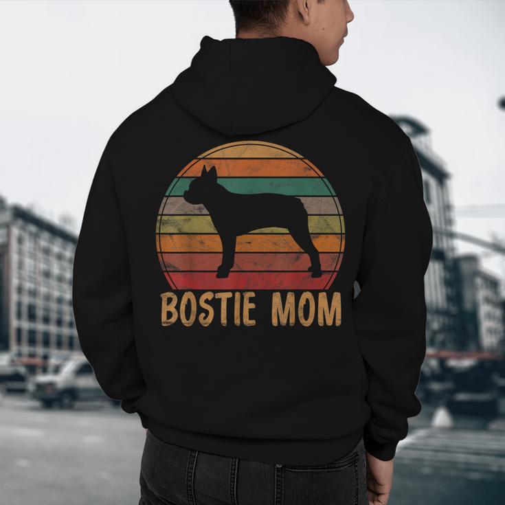 Retro Boston Terrier Mom Dog Mother Pet Bostie Mama Men's Hoodie Back Print, novelty gifts, funny gifts