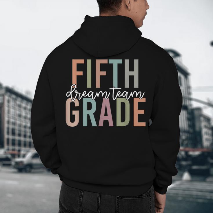 Retro Fifth Grade Dream Team Groovy Teacher Back To School Men Women Girls Kids Men's Hoodie Back Print, novelty gifts, funny gifts