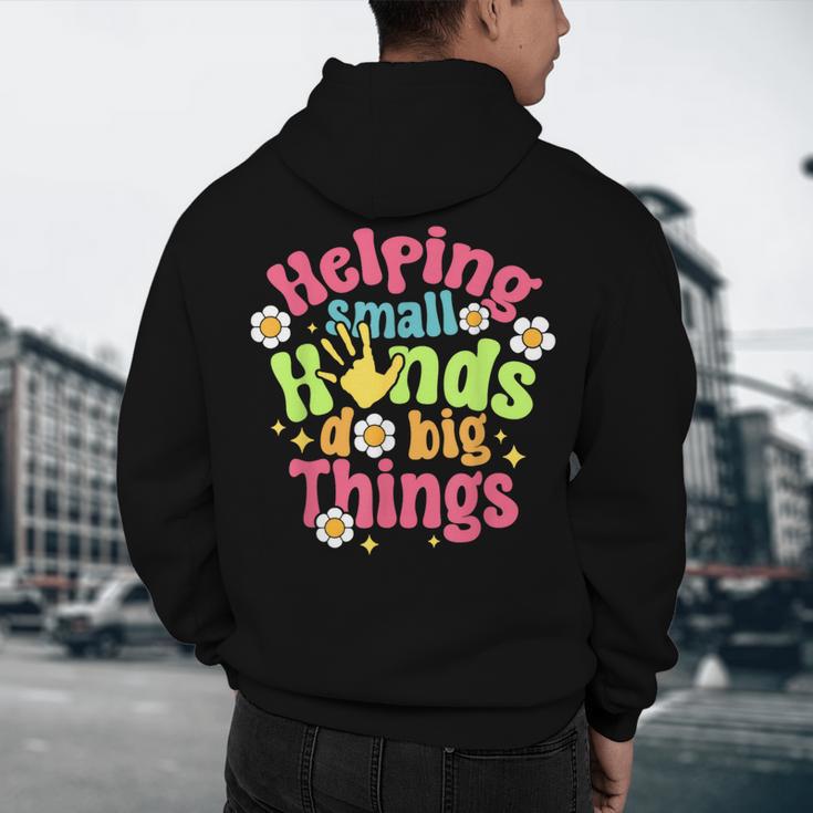 Retro Helping Small Hands Do Big Things Teacher Appreciation For Men Women Men's Hoodie Back Print, novelty gifts, funny gifts Retro Helping Small Hands Do Big Things Teacher Appreciation For Men Women Men's Hoodie Back Print, novelty gifts, funny gifts
