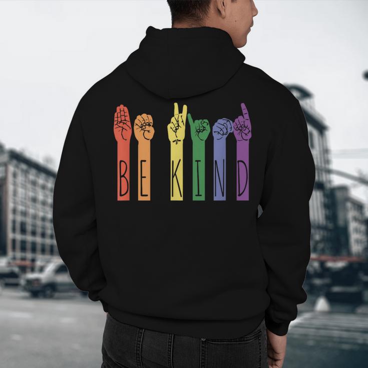 Retro Be Kind ASL Deaf Teacher Sign Language Gay Pride Men's Hoodie Back Print, novelty gifts, funny gifts Retro Be Kind ASL Deaf Teacher Sign Language Gay Pride Men's Hoodie Back Print, novelty gifts, funny gifts