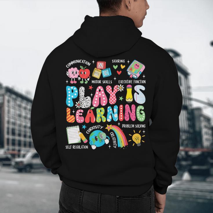 Retro Play Is Learning Kindergarten Teacher Team Women Men's Hoodie Back Print, novelty gifts, funny gifts Retro Play Is Learning Kindergarten Teacher Team Women Men's Hoodie Back Print, novelty gifts, funny gifts