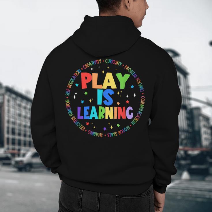 Retro Play Is Learning Teacher Back To School Men's Hoodie Back Print, novelty gifts, funny gifts