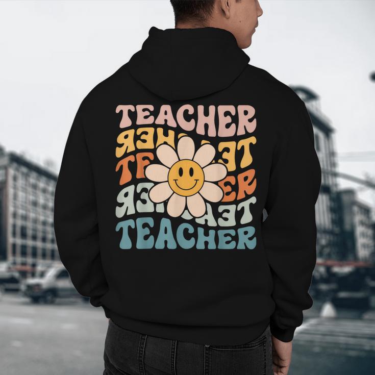 Retro Teacher Daisy Colorful Elementary School Teacher Men's Hoodie Back Print, novelty gifts, funny gifts Retro Teacher Daisy Colorful Elementary School Teacher Men's Hoodie Back Print, novelty gifts, funny gifts