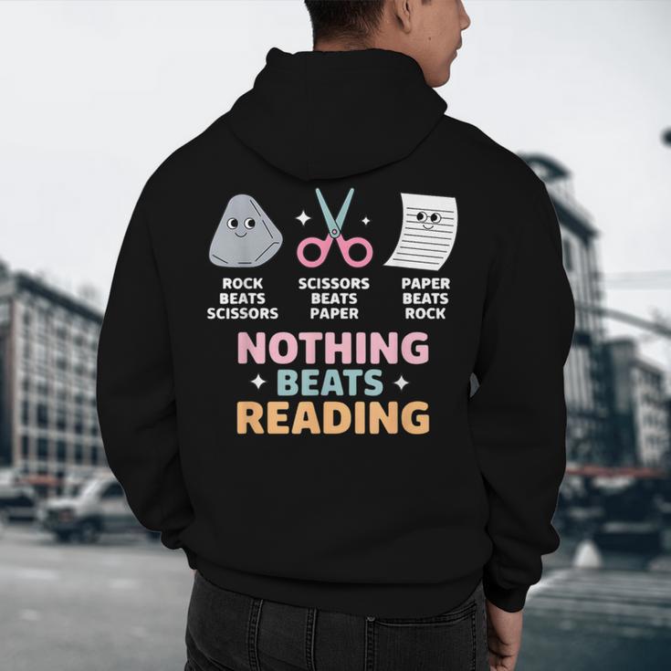 Rock Paper Scissors Teacher Librarian Nothing Beats Reading Men's Hoodie Back Print, novelty gifts, funny gifts Rock Paper Scissors Teacher Librarian Nothing Beats Reading Men's Hoodie Back Print, novelty gifts, funny gifts