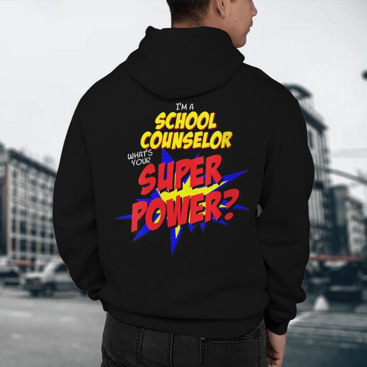 School Counselor Teacher Superhero Superpower Comic Book Men's Hoodie Back Print, novelty gifts, funny gifts