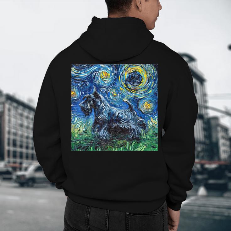 Scottish Terrier Starry Night Scotty Dog Art By Aja Men's Hoodie Back Print, novelty gifts, funny gifts