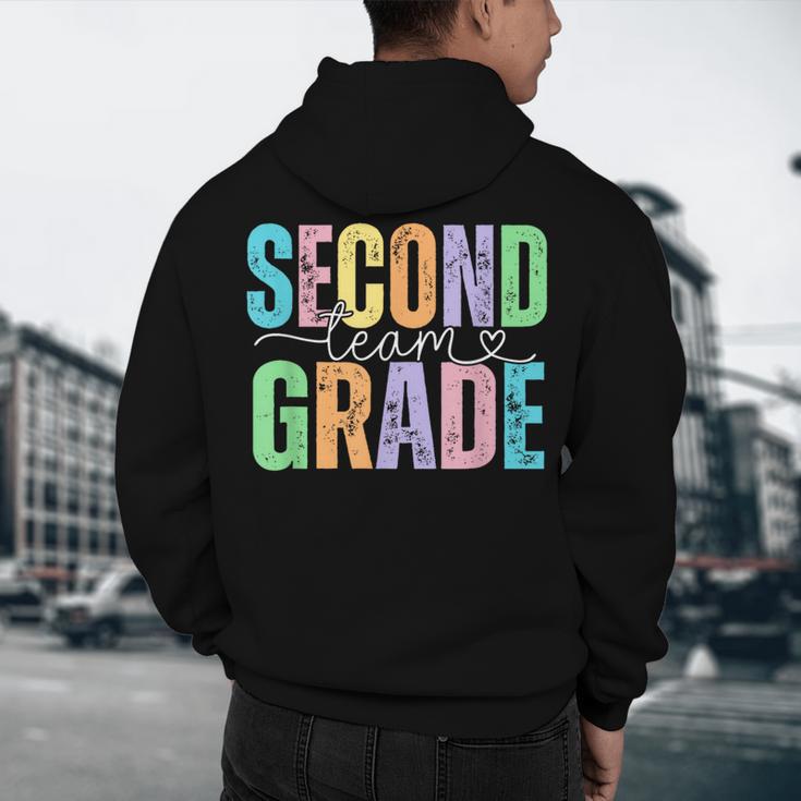 Second Grade Team Heart Teacher Student Back To School Girls Men's Hoodie Back Print, novelty gifts, funny gifts