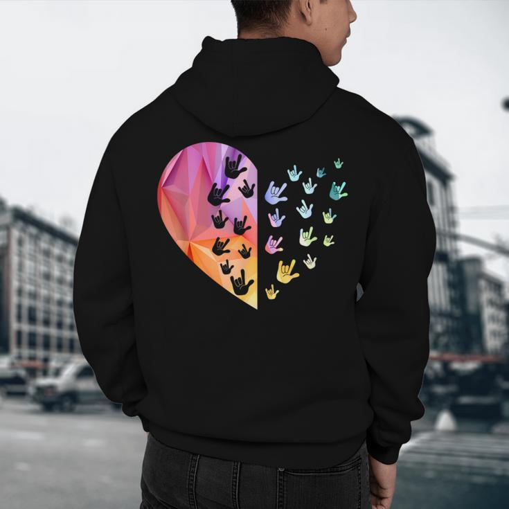 Sign Language Heart ASL For Deaf Teacher Men's Hoodie Back Print, novelty gifts, funny gifts Sign Language Heart ASL For Deaf Teacher Men's Hoodie Back Print, novelty gifts, funny gifts