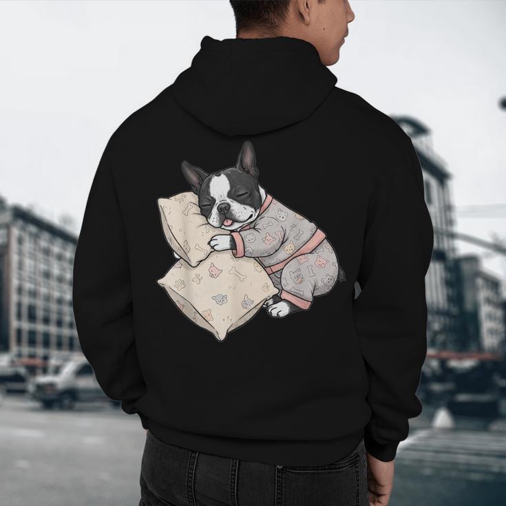Sleepy Boston Terrier Pajama Men Women Kids Men's Hoodie Back Print, novelty gifts, funny gifts