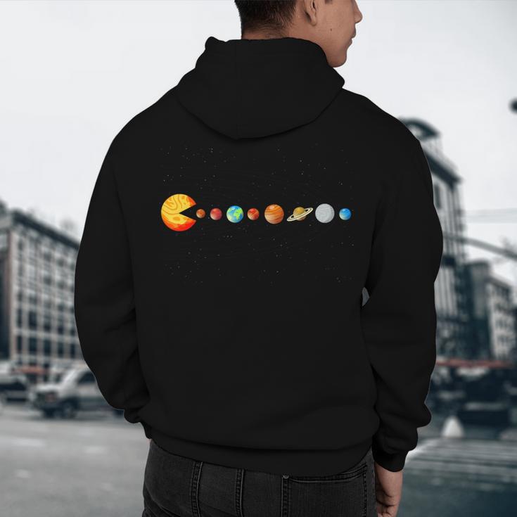 Solar System Teacher Video Games Sun Eating Planets Men's Hoodie Back Print, novelty gifts, funny gifts