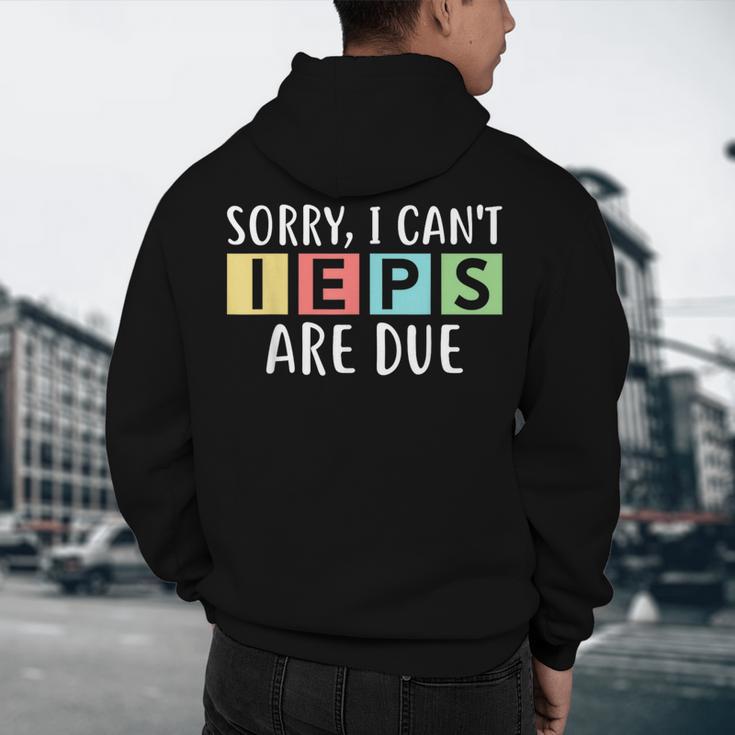 Special Education Teacher SPED Sorry I Can't IEPS Are Due Men's Hoodie Back Print, novelty gifts, funny gifts