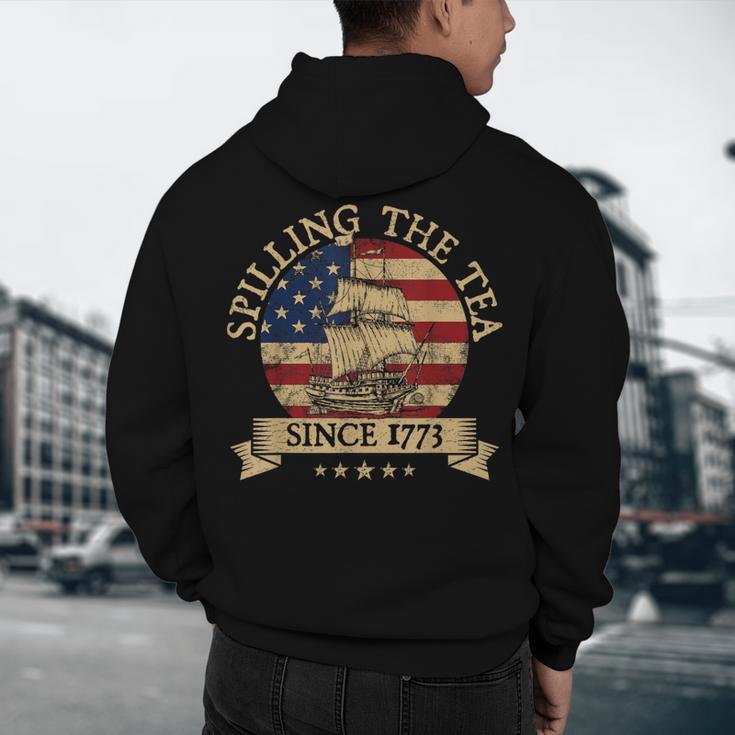 Spilling The Tea Since 1773 Vintage Us History Teacher Men's Hoodie Back Print, novelty gifts, funny gifts