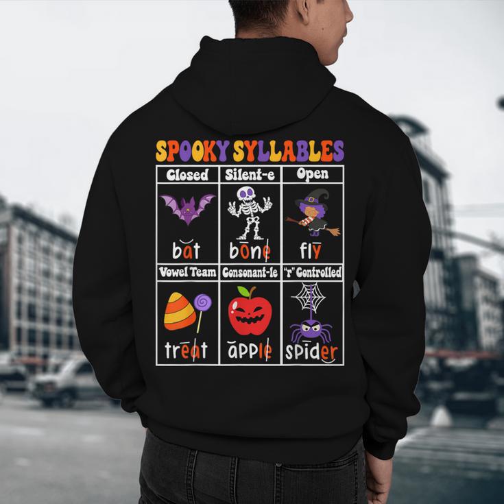 Spooky Syllables Teacher Halloween Educational Kids Men's Hoodie Back Print, novelty gifts, funny gifts