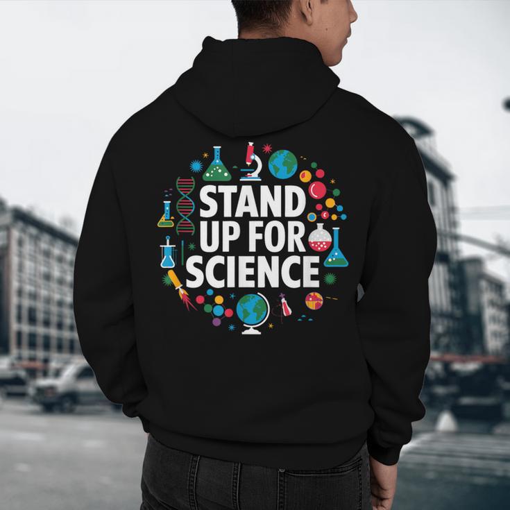 Stand Up For Science STEM Advocacy Pro Scientific Teacher Men's Hoodie Back Print, novelty gifts, funny gifts
