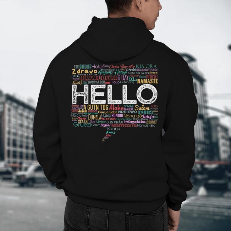 Start With Hello Different World Language Learning Teacher Men's Hoodie Back Print, novelty gifts, funny gifts Start With Hello Different World Language Learning Teacher Men's Hoodie Back Print, novelty gifts, funny gifts