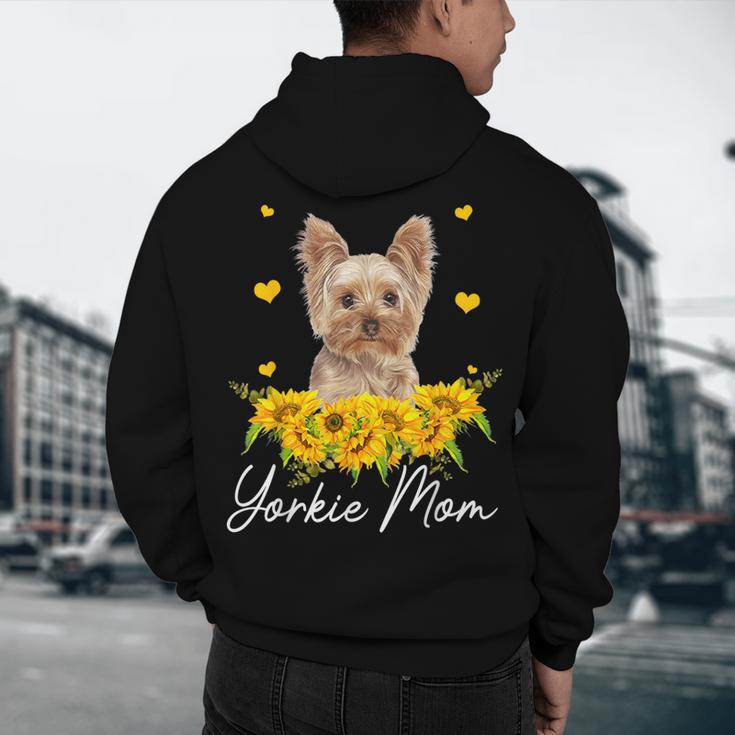 Sunflower Yorkie Mom Dog Lover Men's Hoodie Back Print, novelty gifts, funny gifts