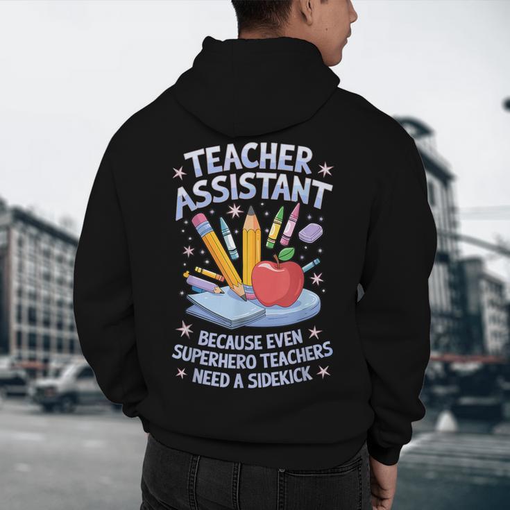 Superhero Sidekick Teaching Teach School Teacher Assistant Men's Hoodie Back Print, novelty gifts, funny gifts