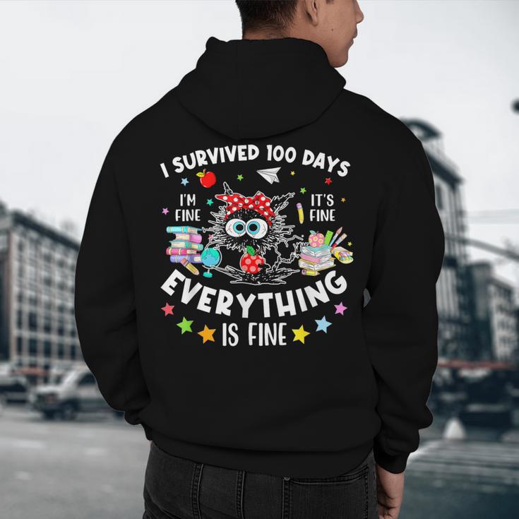 I Survived 100 Days Of School Teacher Kids Cat Lover Men's Hoodie Back Print, novelty gifts, funny gifts I Survived 100 Days Of School Teacher Kids Cat Lover Men's Hoodie Back Print, novelty gifts, funny gifts