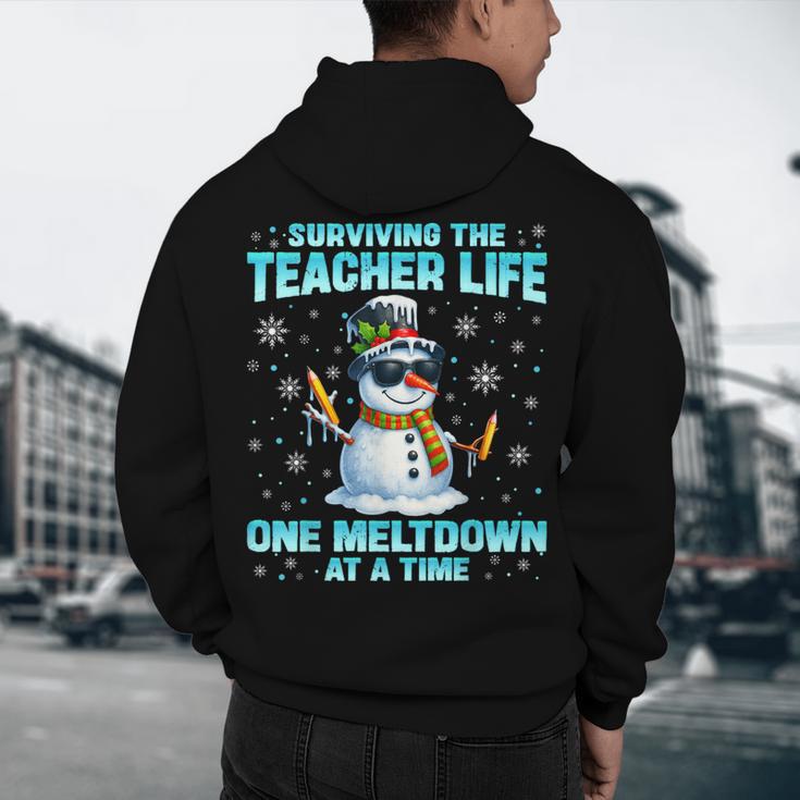 Surviving The Teacher Life Pjs Pajamas Christmas Xmas Teache Men's Hoodie Back Print, novelty gifts, funny gifts